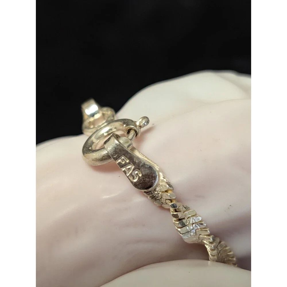 Italian 925 Sterling Silver Twisted Chain Bracelet Vintage 7